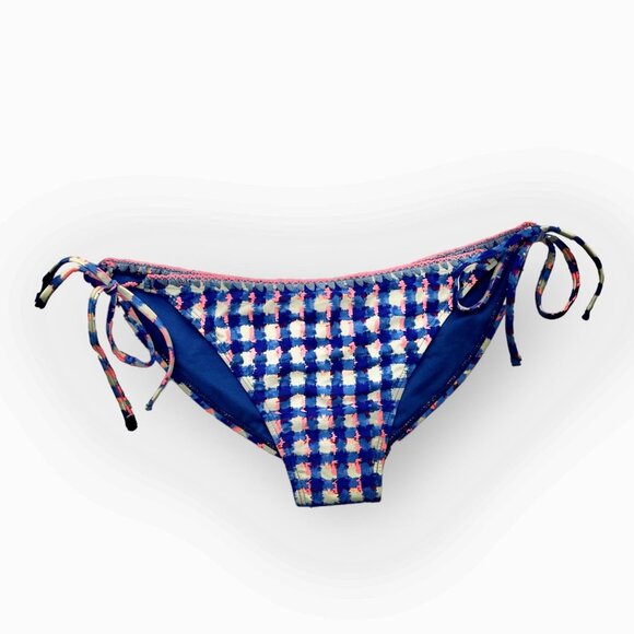 RACHEL by Rachel Roy Swimwear Side Tie Bikini Bottoms Blue/Pink/White Size L - Picture 2 of 8
